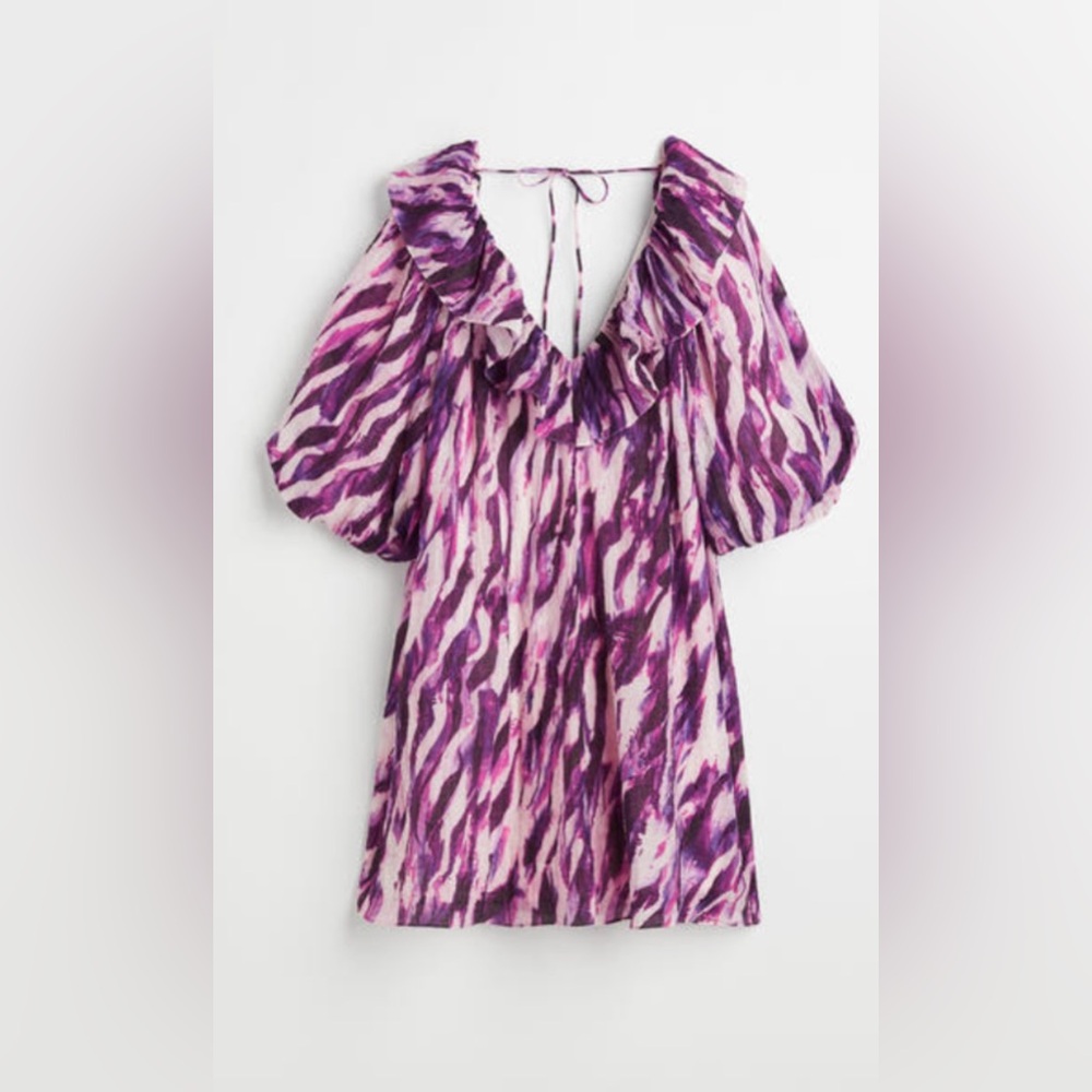 H&M Powder Pink & Purple Voluminous Lyocell Blend Dress - XL, NWOT
